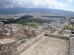 View from the Acropolis on Hadrian`s Arch, the Temple of Olympian Zeus and the Panathenaic Stadium
