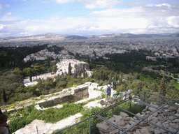 View from the Acropolis on the Areopagus, the Ancient Agora and the city center