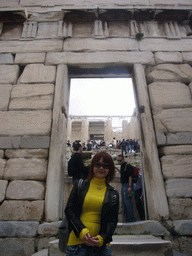 Miaomiao at the Entrance of the Acropolis