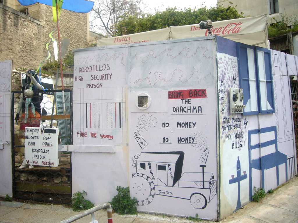 Political slogans on a wall in the Plaka district