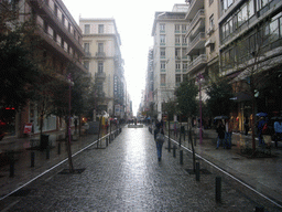 Miaomiao at Ermou street, the main shopping street of Athens