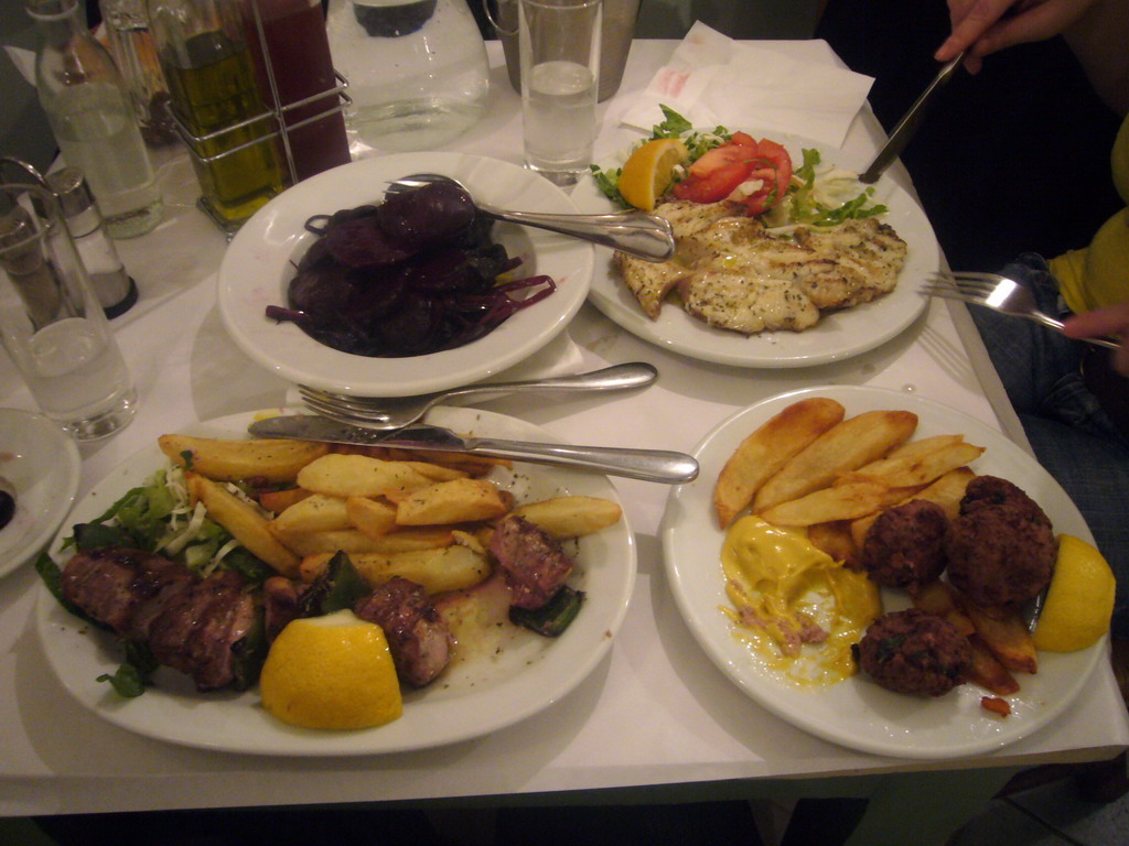 Dinner in a restaurant in the Plaka district