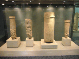Stone pillars from the excavation in Syntagma station