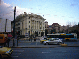 Seamens Pension Fund building and Agia Triada (Holy Trinity) Cathedral in Piraeus