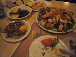 Dinner in a restaurant at the Akti Themistokleous, Piraeus