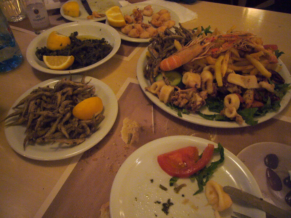 Dinner in a restaurant at the Akti Themistokleous, Piraeus