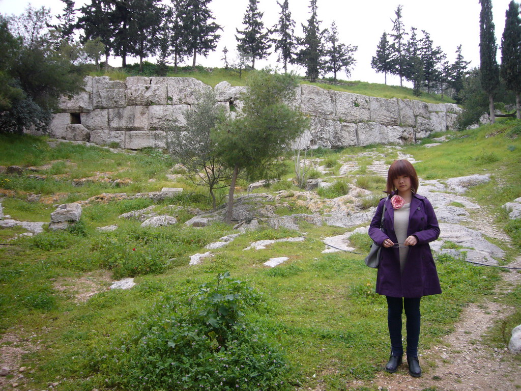 Miaomiao at Filopappos Hill, in front of the Pnyx