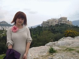 Miaomiao and the Acropolis, from Filopappos Hill