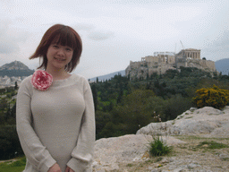 Miaomiao and the Acropolis, from Filopappos Hill