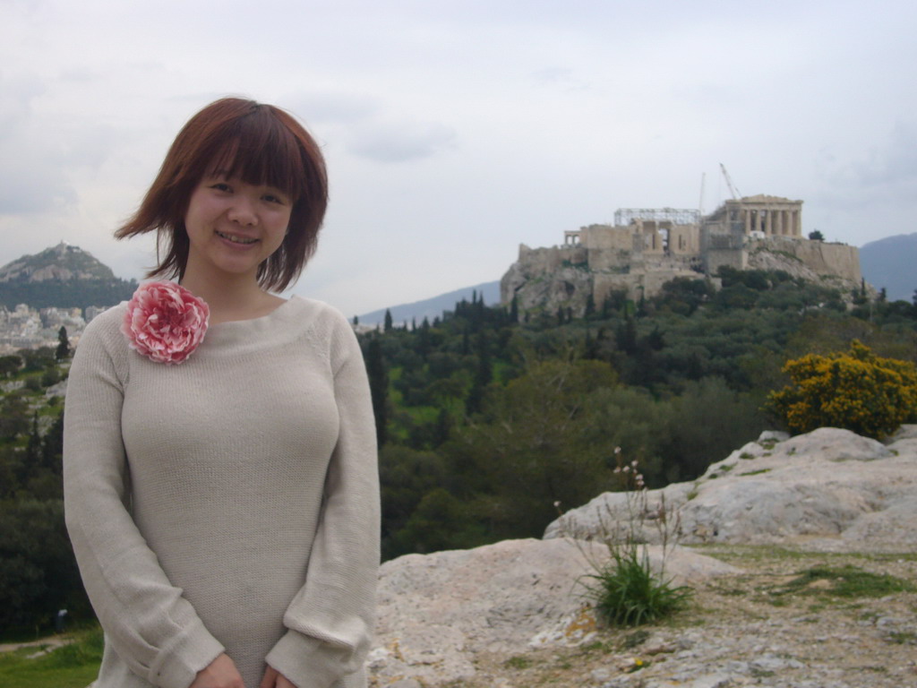 Miaomiao and the Acropolis, from Filopappos Hill