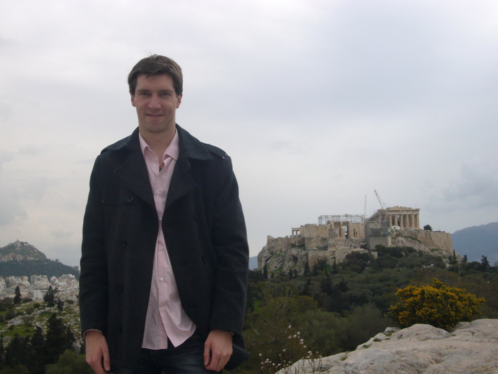 Tim and the Acropolis, from Filopappos Hill