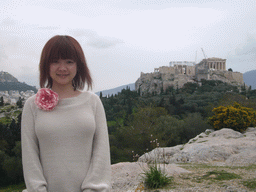 Miaomiao and the Acropolis, from Filopappos Hill