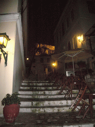 Restaurants in the Plaka district, by night