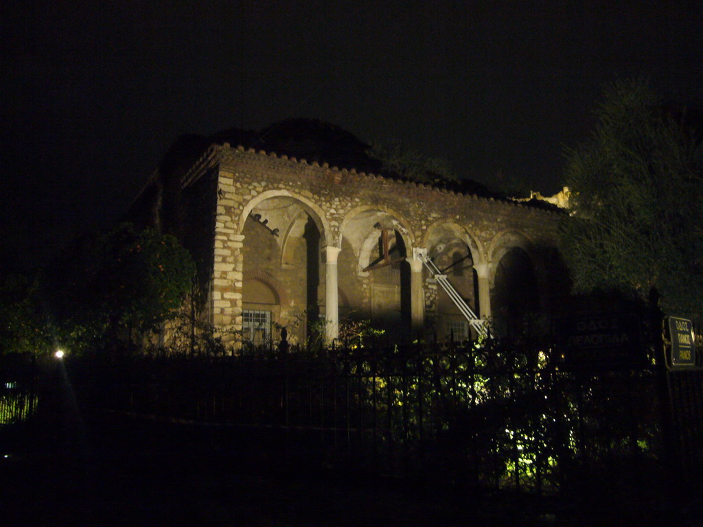 Left side of the Fethiye Camii (Mosque of the Conqueror), by night