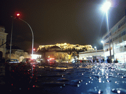 Monastiraki square and Acropolis, in the rain and by night