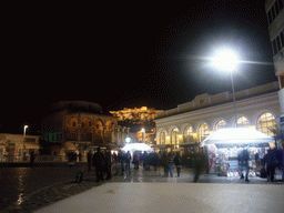 Monastiraki square and Acropolis, by night