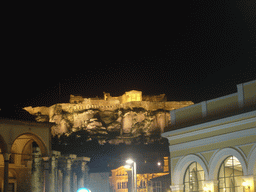 Acropolis from Monastiraki square, by night