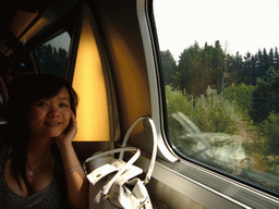 Miaomiao in the train from Marseille to Avignon