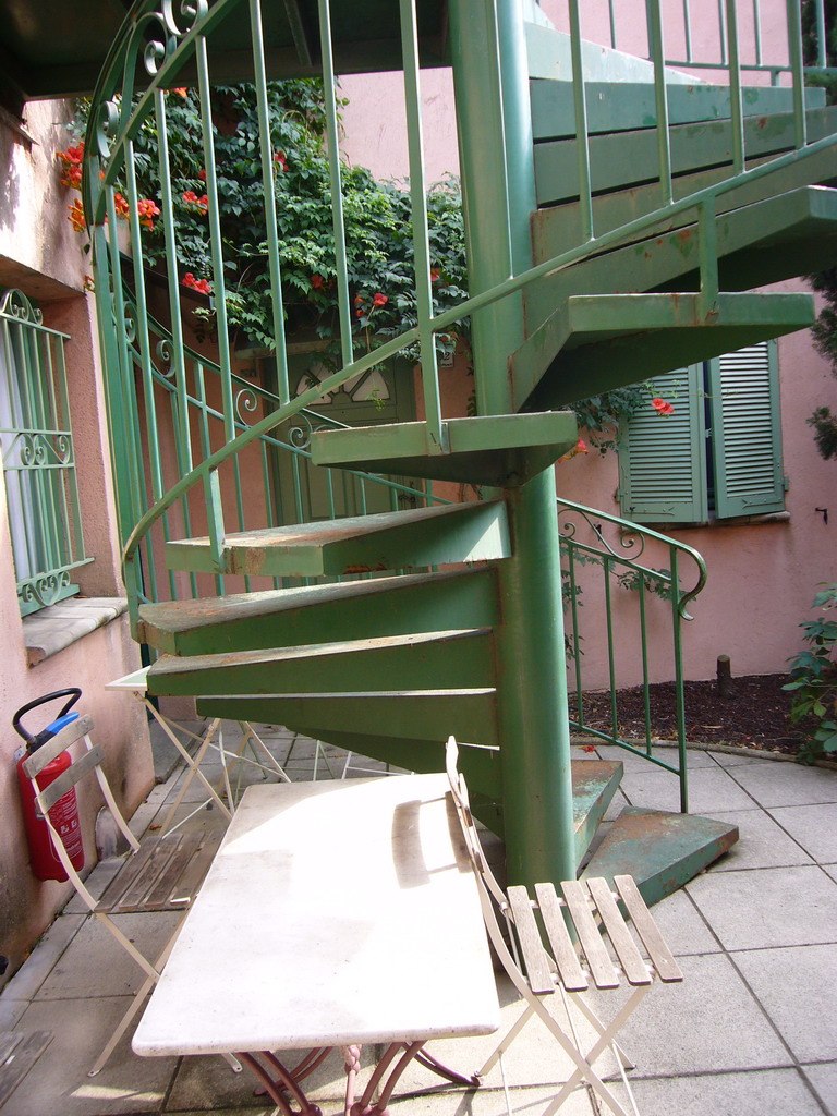 Staircase leading to our first room in the Vert Hôtel