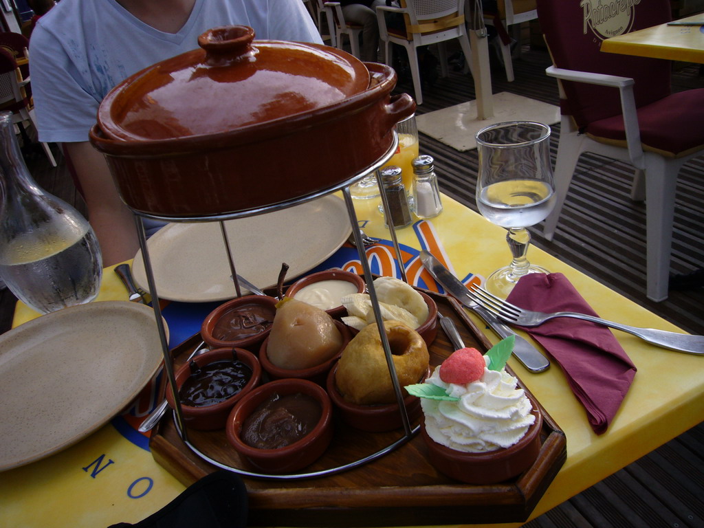 Crêpes with toppings in a restaurant in the city center