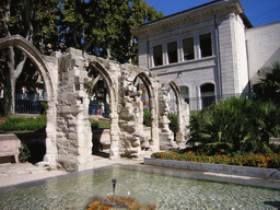Ruins and fountain in the garden of the Temple Saint Martial