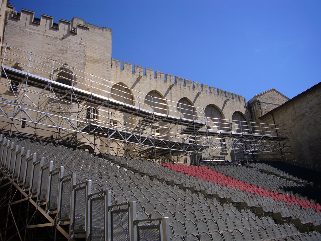 Grandstand at the Cour d`Honneur courtyard at the Palais des Papes palace