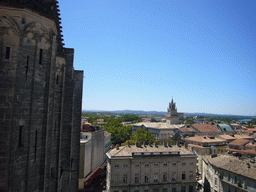 Front wall of the Palais des Papes palace and the Clock Tower of the City Hall, viewed from the roof of the Palais des Papes palace