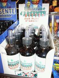 Bottles of absinthe in a shop in the city center