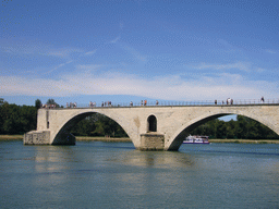 The Pont Saint-Bénezet bridge over the Rhône river, viewed from the Boulevard de la Ligne