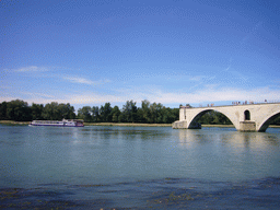 The Pont Saint-Bénezet bridge over the Rhône river, viewed from the Boulevard de la Ligne