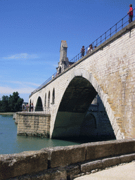 The Pont Saint-Bénezet bridge over the Rhône river, viewed from the Boulevard de la Ligne