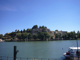 The Rhône river and the Rocher des Doms gardens, viewed from the Chemin de la Traille street