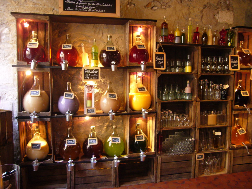 Bottles of liquor in a shop in the city center