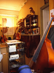 Interior of a music instrument shop in the city center