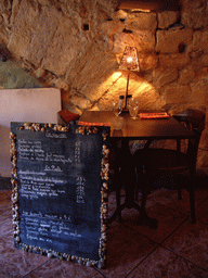 Menu and table in our restaurant in the city center