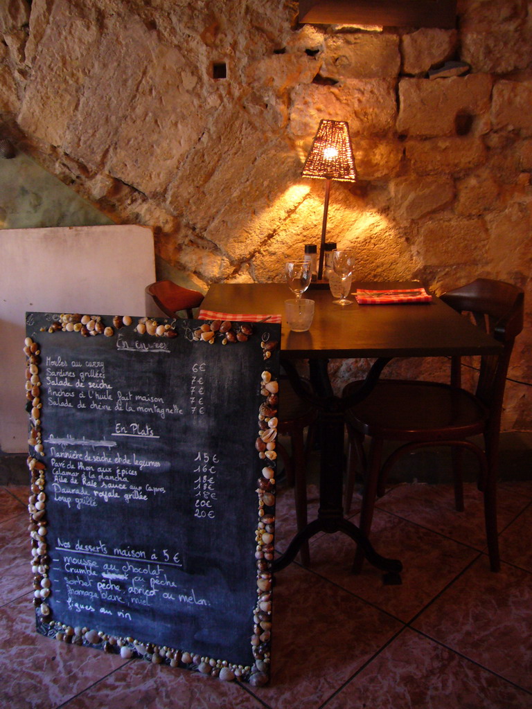 Menu and table in our restaurant in the city center