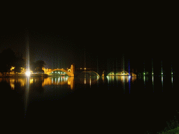 The Pont Saint-Bénezet bridge over the Rhône river, viewed from the Chemin de la Traille street, by night