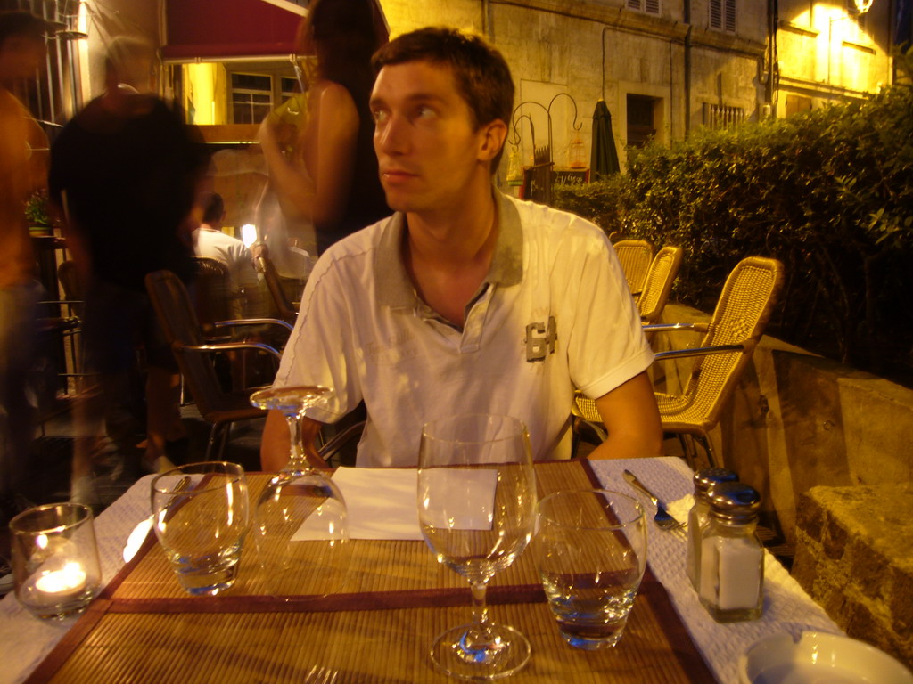 Tim on the terrace of a restaurant in the city center