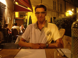 Tim on the terrace of a restaurant in the city center