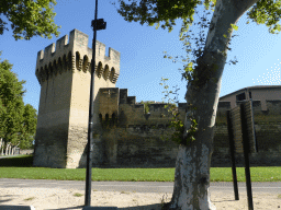 City Wall of Avignon at the crossing of the Boulevard Saint-Michel and the Boulevard Saint-Dominique, viewed from our rental car