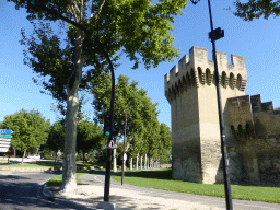 City Wall of Avignon at the crossing of the Boulevard Saint-Michel and the Boulevard Saint-Dominique, viewed from our rental car