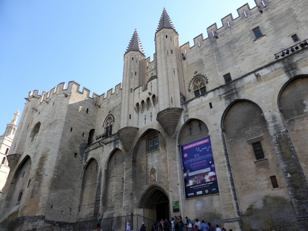 Front of the Palais des Papes palace at the Place du Palais square