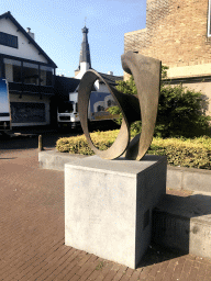 Piece of art in front of the town hall of Baarle-Nassau at the Sint Annaplein square