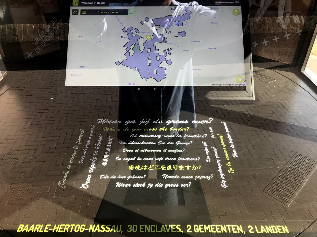Map of the borders in Baarle in the information stand at the southeast side of the St. Remigius Church