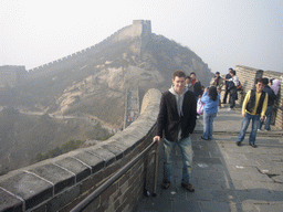 Tim on the Badaling Great Wall near the Eighth Tower of the North Side, with a view on the Seventh and Sixth Tower