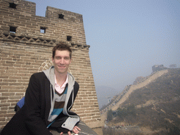 Tim just below the Sixth Tower of the North Side of the Badaling Great Wall, with a view on the Eighth Tower