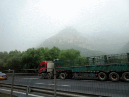 Mountain near the Juyongguan Great Wall, viewed from the tour bus on the G6 Jingzang Expressway