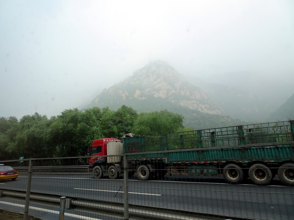 Mountain near the Juyongguan Great Wall, viewed from the tour bus on the G6 Jingzang Expressway