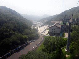 The parking lot and entrance building to the cable lift to the Badaling Great Wall, viewed from the cable cart
