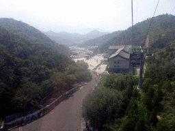 The parking lot and entrance building to the cable lift to the Badaling Great Wall, viewed from the cable cart